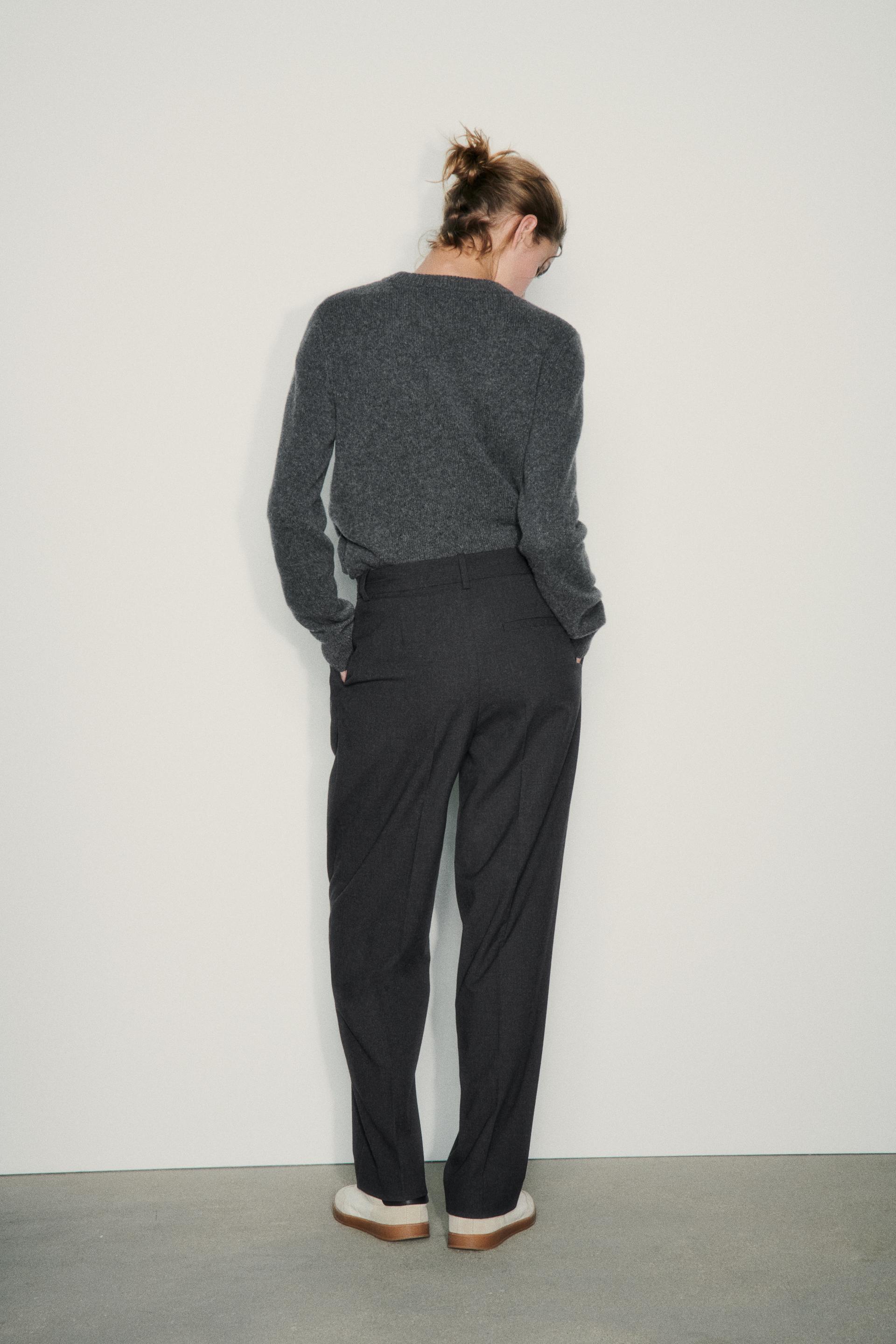 SLOUCHY DARTED TROUSERS - Anthracite grey