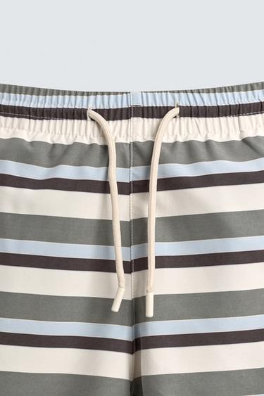 STRIPED MID-LENGTH SWIMMING TRUNKS - Multicoloured by Zara - Image 7