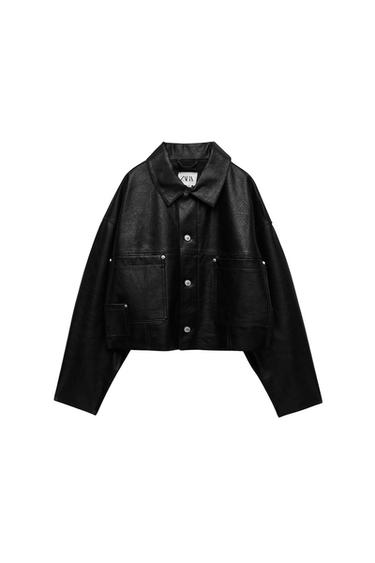 FAUX LEATHER OVERSHIRT