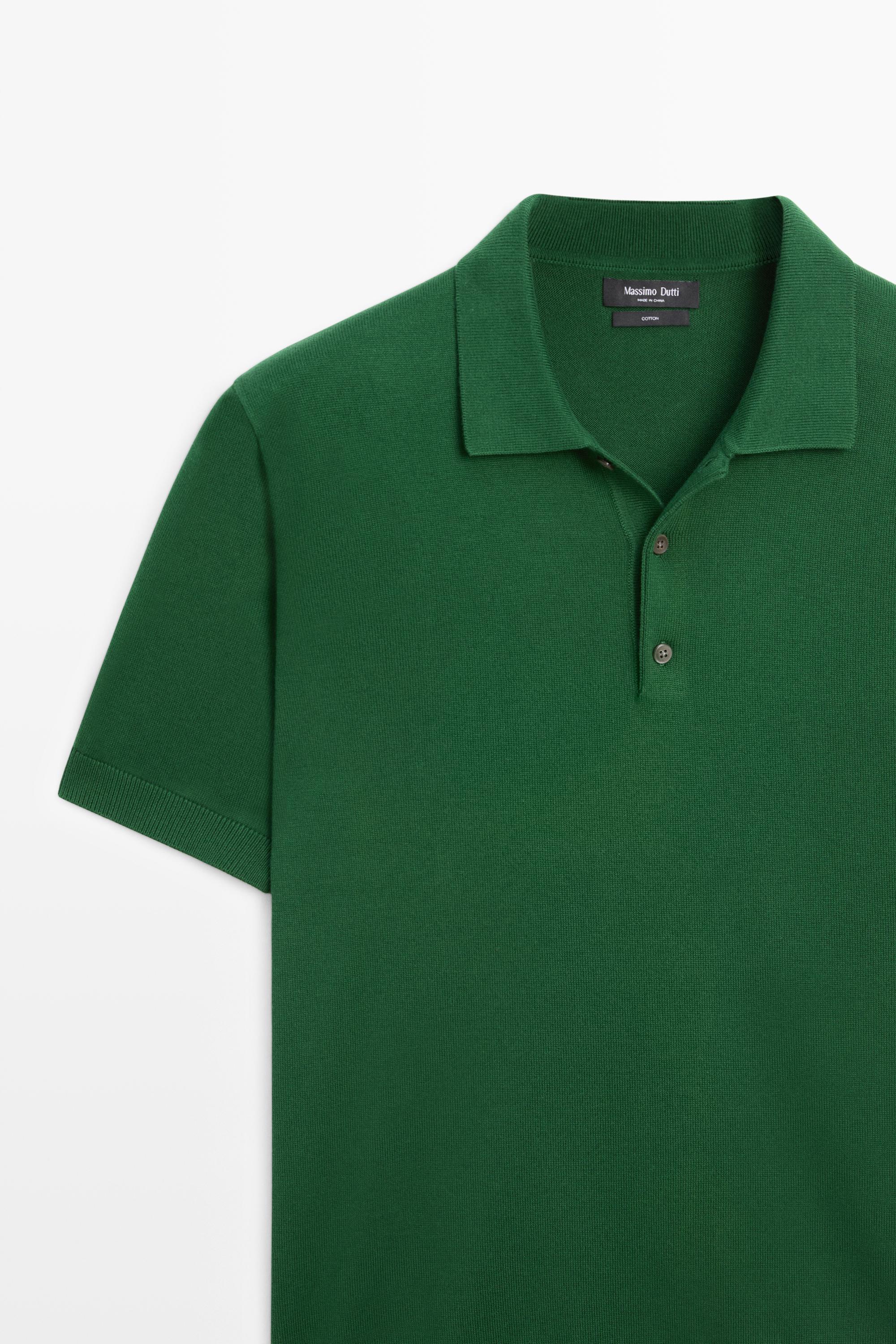 100% cotton knit polo sweater - Intense green | ZARA United States