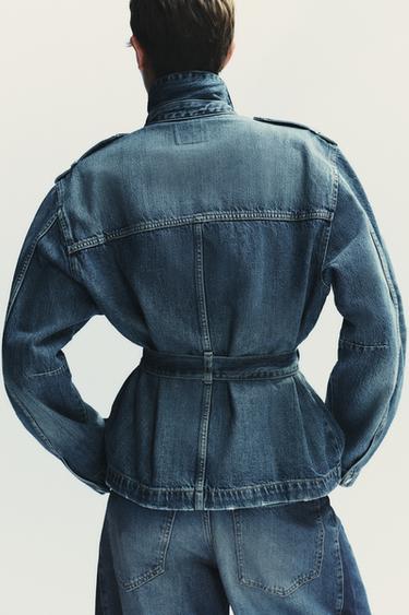 TRF LONG DENIM JACKET - Blue by Zara - Image 4