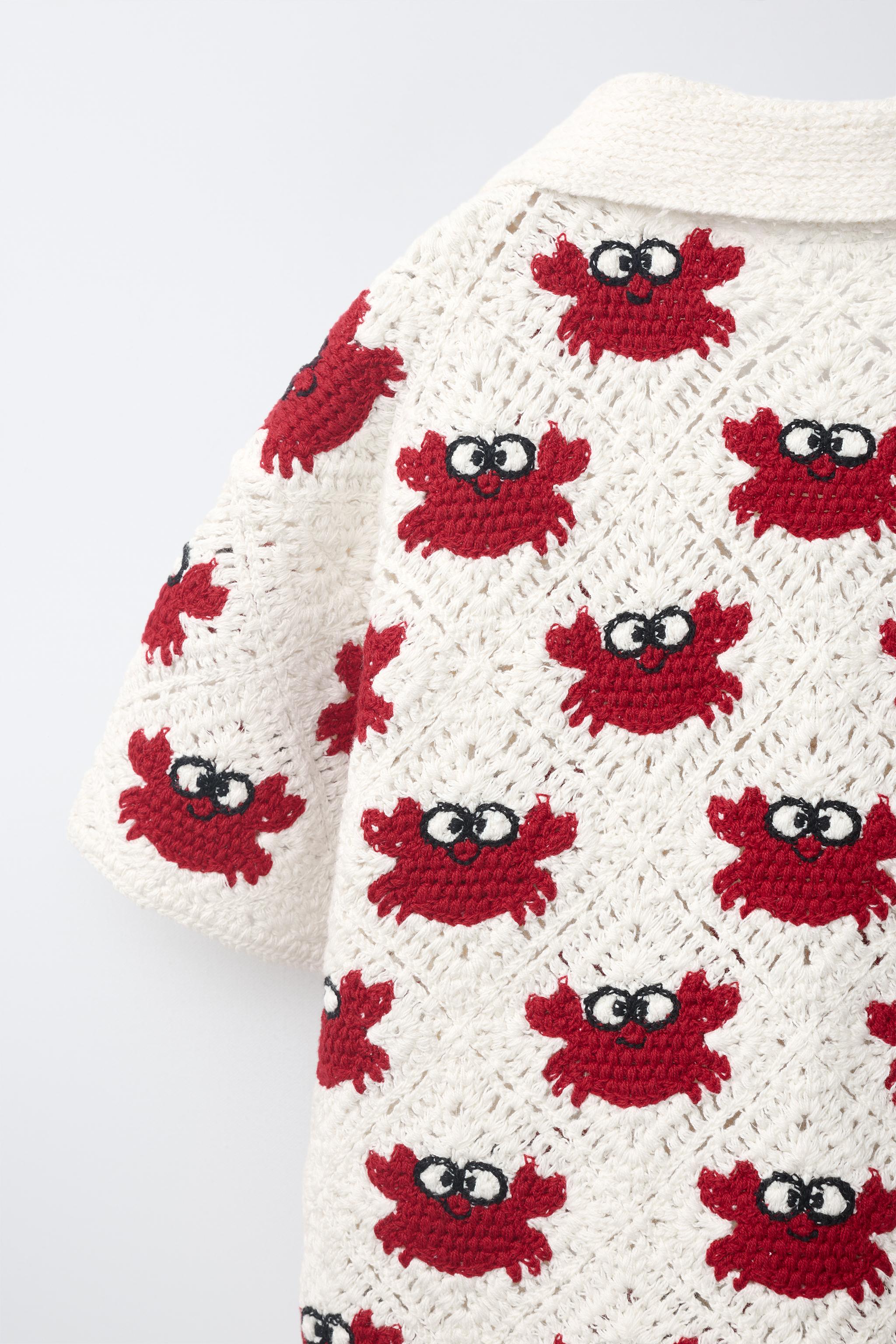 Детские рубашки Zara CRAB CROCHET SHIRT — фото 4