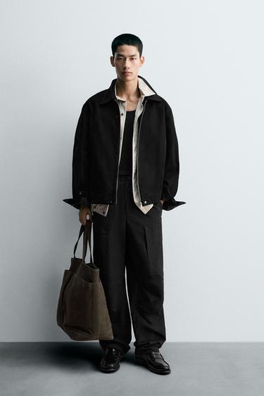 TEXTURED BOXY FIT JACKET - Black by Zara