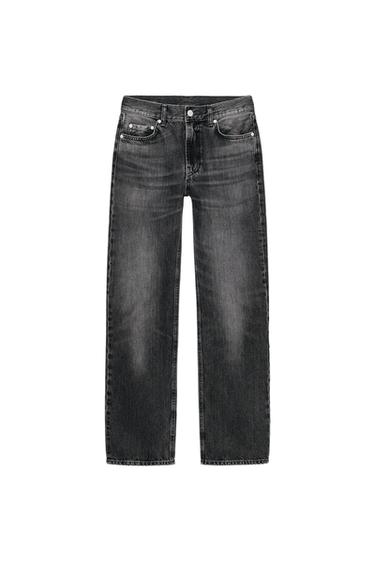 ZW COLLECTION MID-WAIST STRAIGHT JEANS - Black by Zara