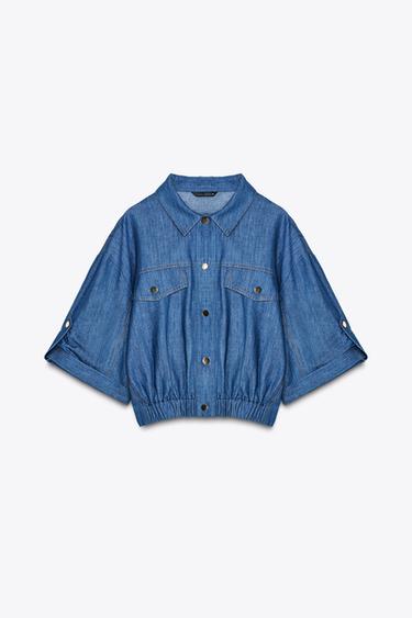 SHORT SLEEVE LINEN BLEND JACKET - Indigo by Zara
