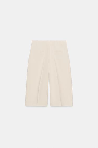 ZW COLLECTION STRAIGHT-LEG BERMUDA SHORTS WITH SEAM DETAIL - Beige by Zara - Image 4