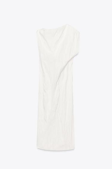 ROBE ASYMÉTRIQUE FROISSÉE ZW COLLECTION - Blanc cassé de Zara - Image 5