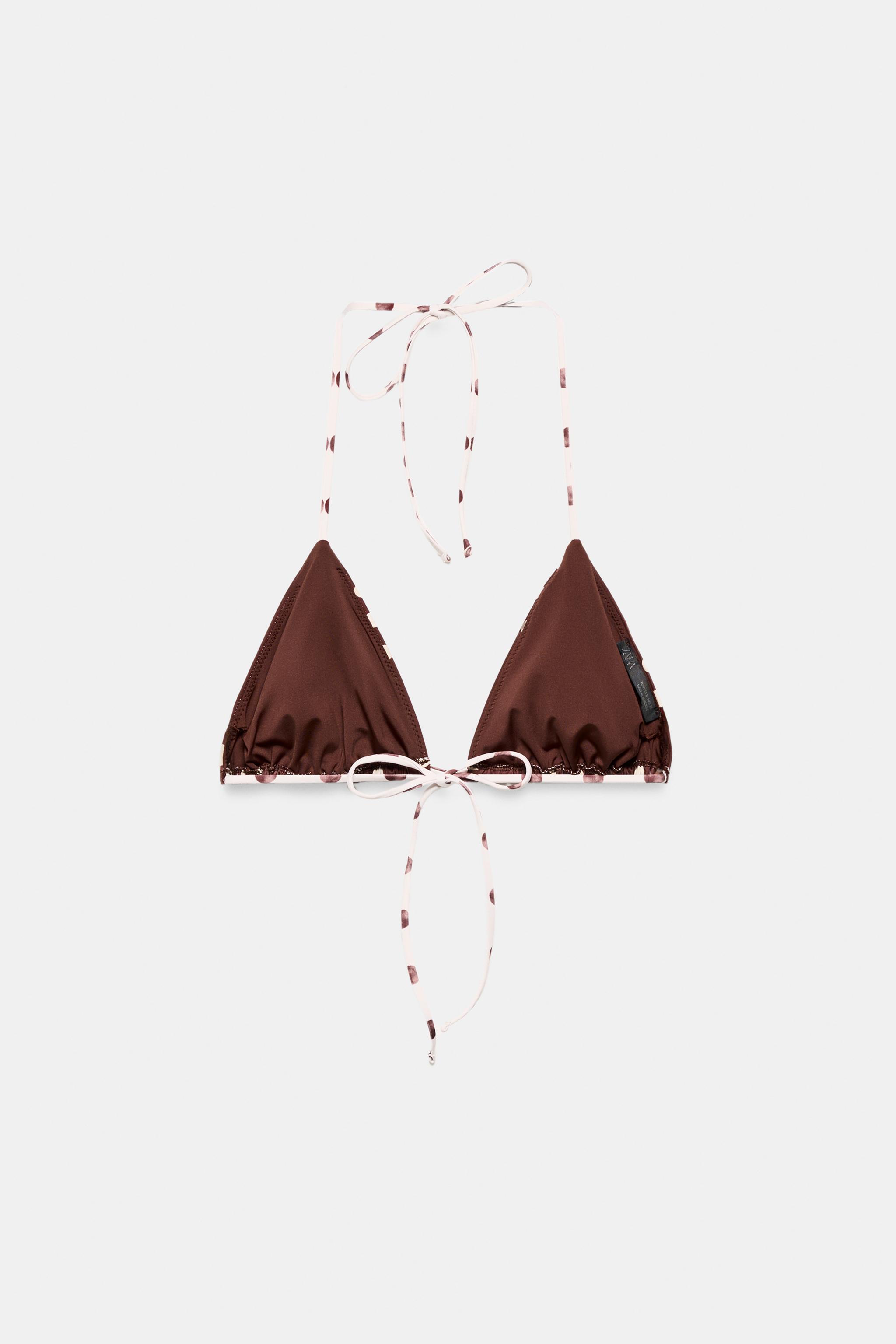 POLKA DOT PRINT TRIANGLE BIKINI TOP