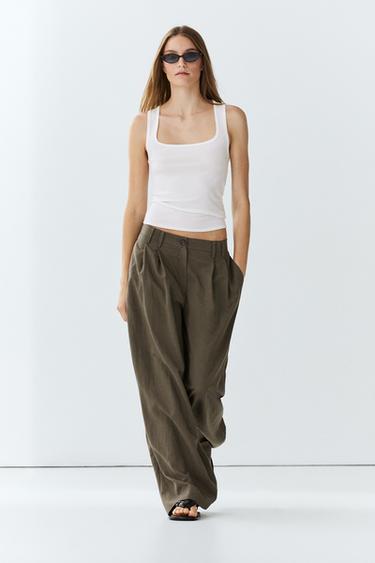 Zara Technical wide-leg pleated pants - Black gold