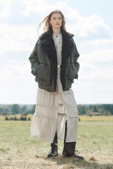 ROMANTISCHE JURK MET RIEM LIMITED EDITION - gestreept van Zara