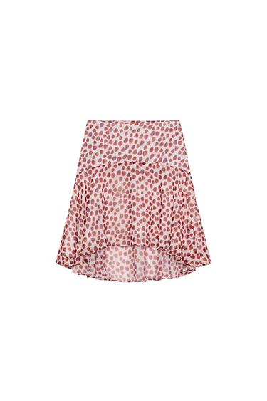 Zara PRINTED MIDI SKIRT - Ecru / Red