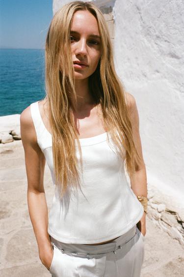 SATIN BUSTIER TOP - Silver by Zara - Image 2
