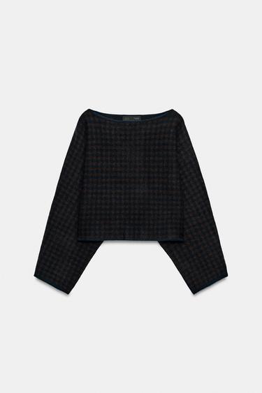 CROPPED CHECK KNIT JUMPER - Multicoloured by Zara - Image 0