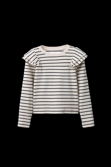STRIPED RIBBED T-SHIRT WITH RUFFLES - Stripes by Zara - Image 0