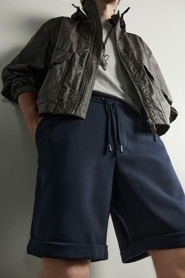 COMFORT REGULAR FIT BERMUDA SHORTS - Navy marl by Zara