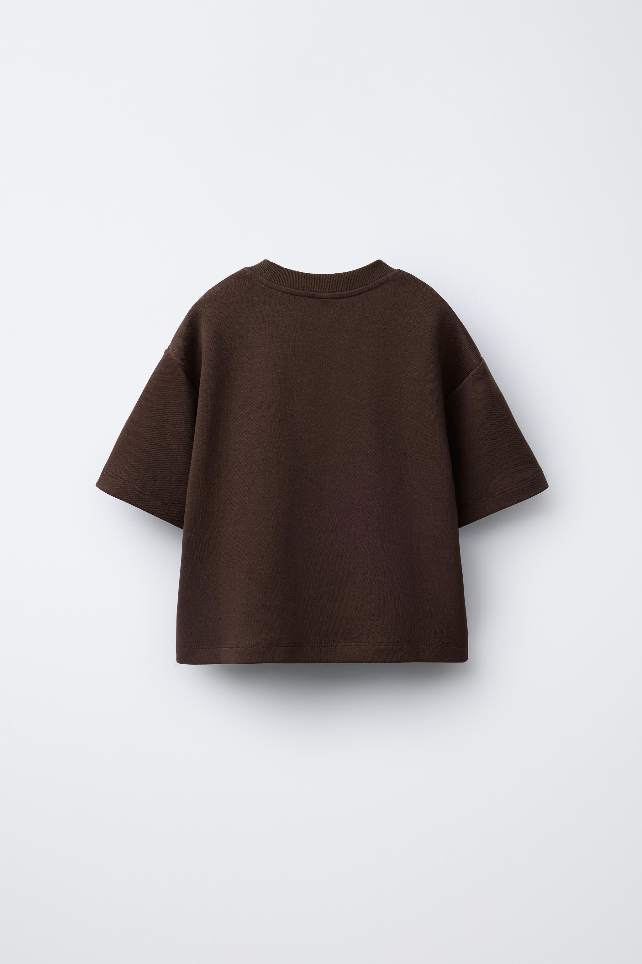 TEXT INTERLOCK T-SHIRT AND BERMUDA SET - Brown | ZARA United States