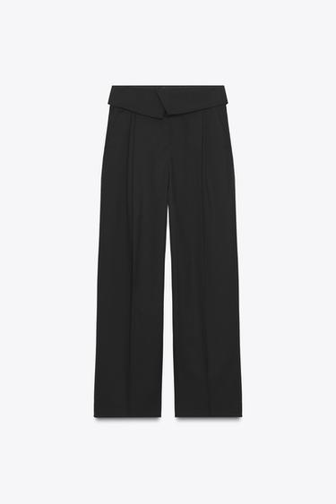 ZW COLLECTION WOOL TROUSERS WITH TURN-UP WAIST - Black by Zara - Image 6