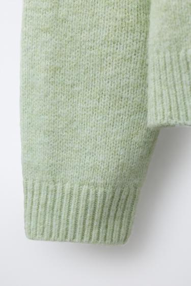 FLORAL CROCHET KNIT SWEATER - Pastel green by Zara - Image 3