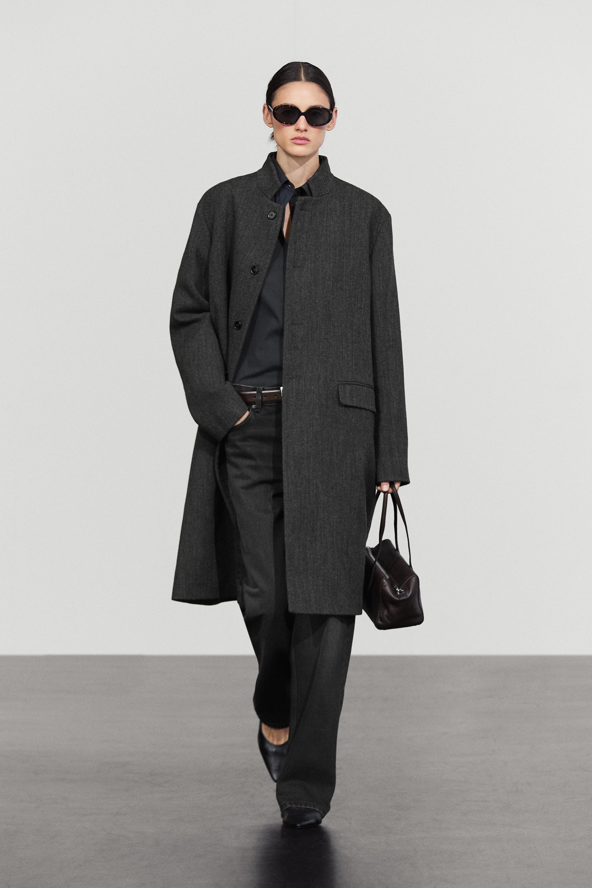 Manteau col montant en laine