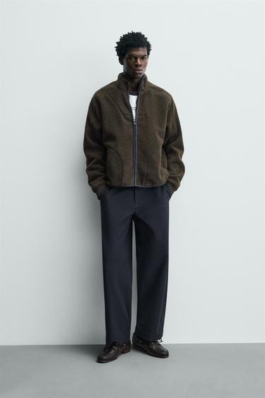 FLEECE QUARTER-ZIP SWEATSHIRT - Brown by Zara - Image 0