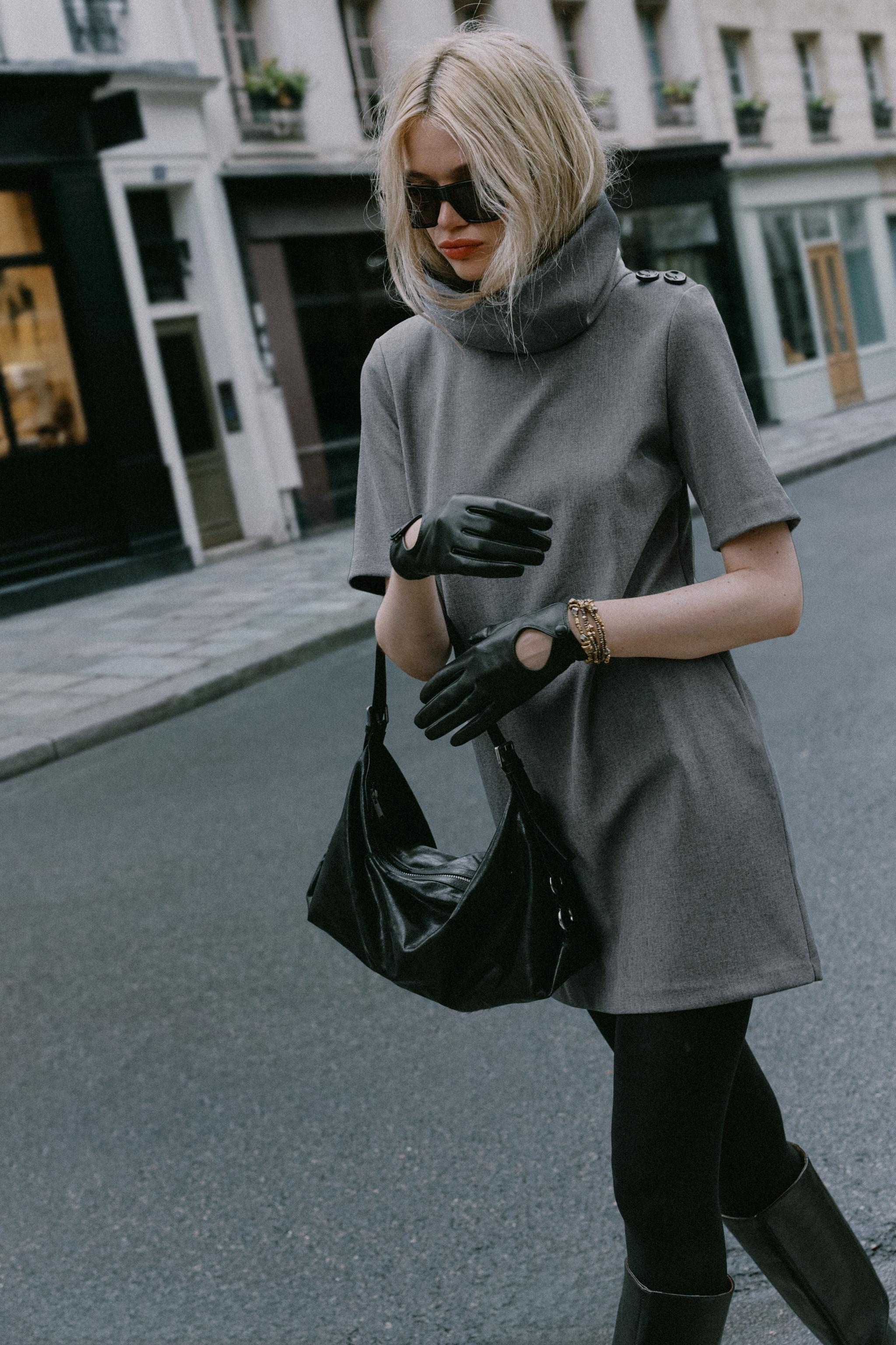 HIGH-NECK MINI DRESS