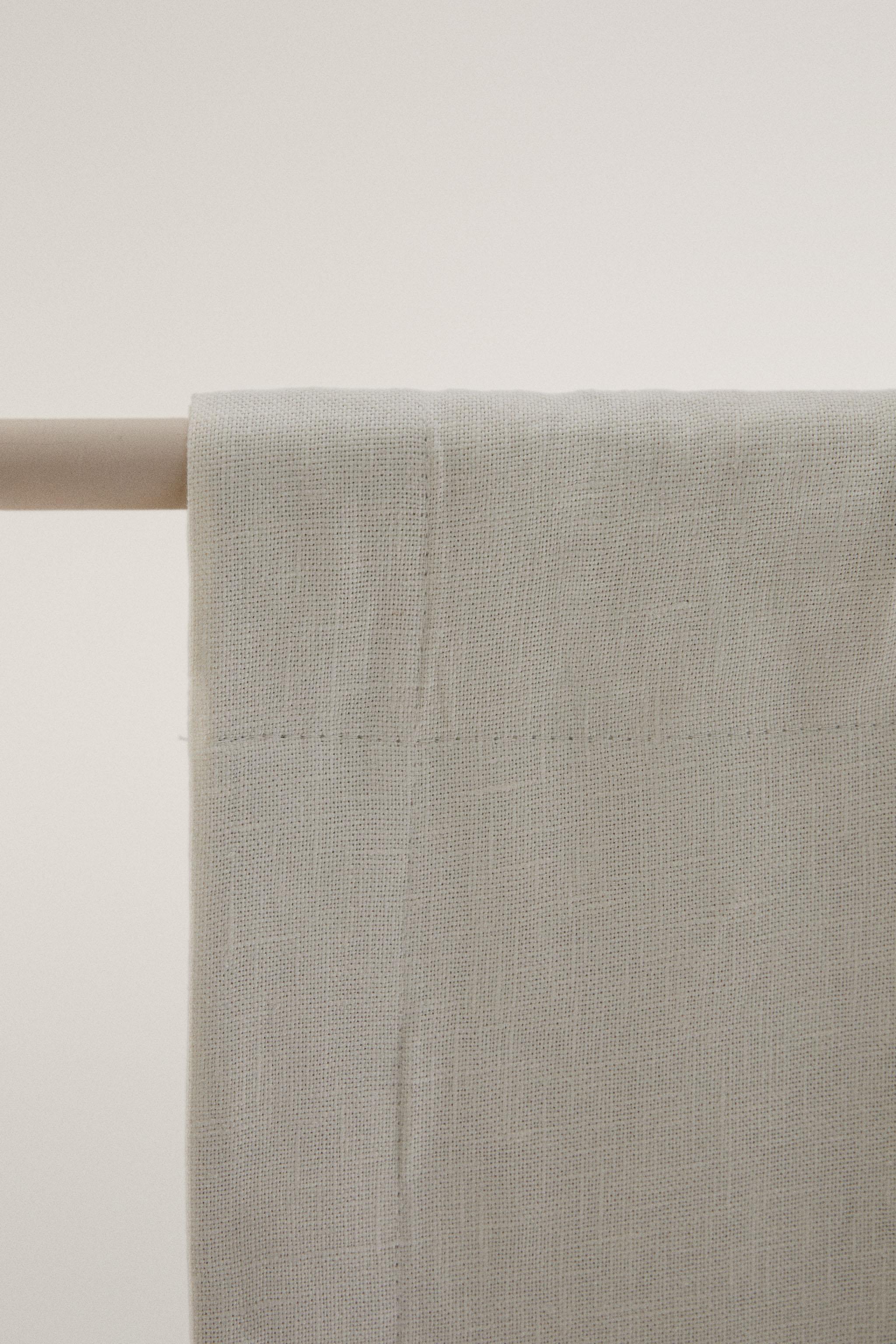 WHITE BLACKOUT LINEN CURTAIN