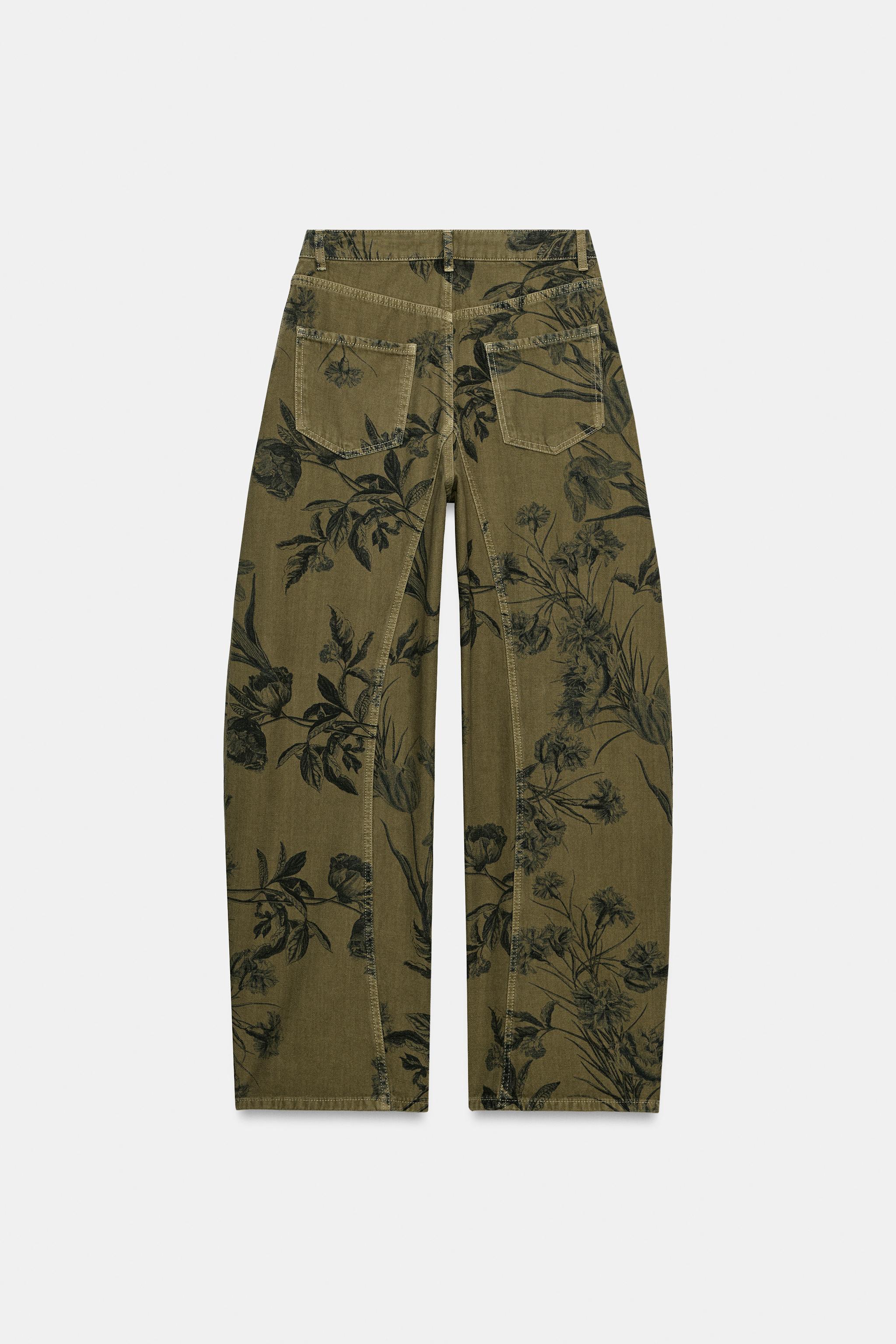 Женские джинсы Zara ZW COLLECTION FLORAL LOW-RISE BARREL LEG JEANS — фото 7