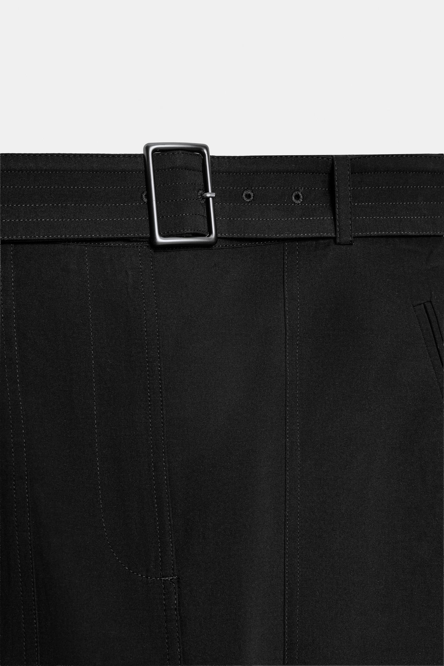 Женская юбка Zara ZW Collection Belted Cargo MIDI, цвет: Чёрный — фото 7