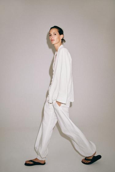PANTALON BOUFFANT ZW COLLECTION - Blanc de Zara - Image 4
