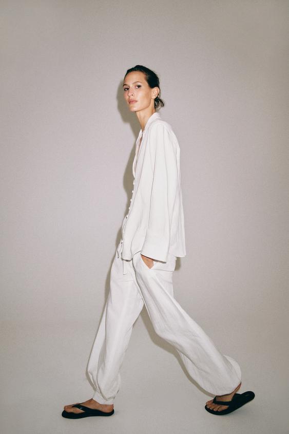 PANTALON BOUFFANT ZW COLLECTION - Blanc de Zara - Image 4