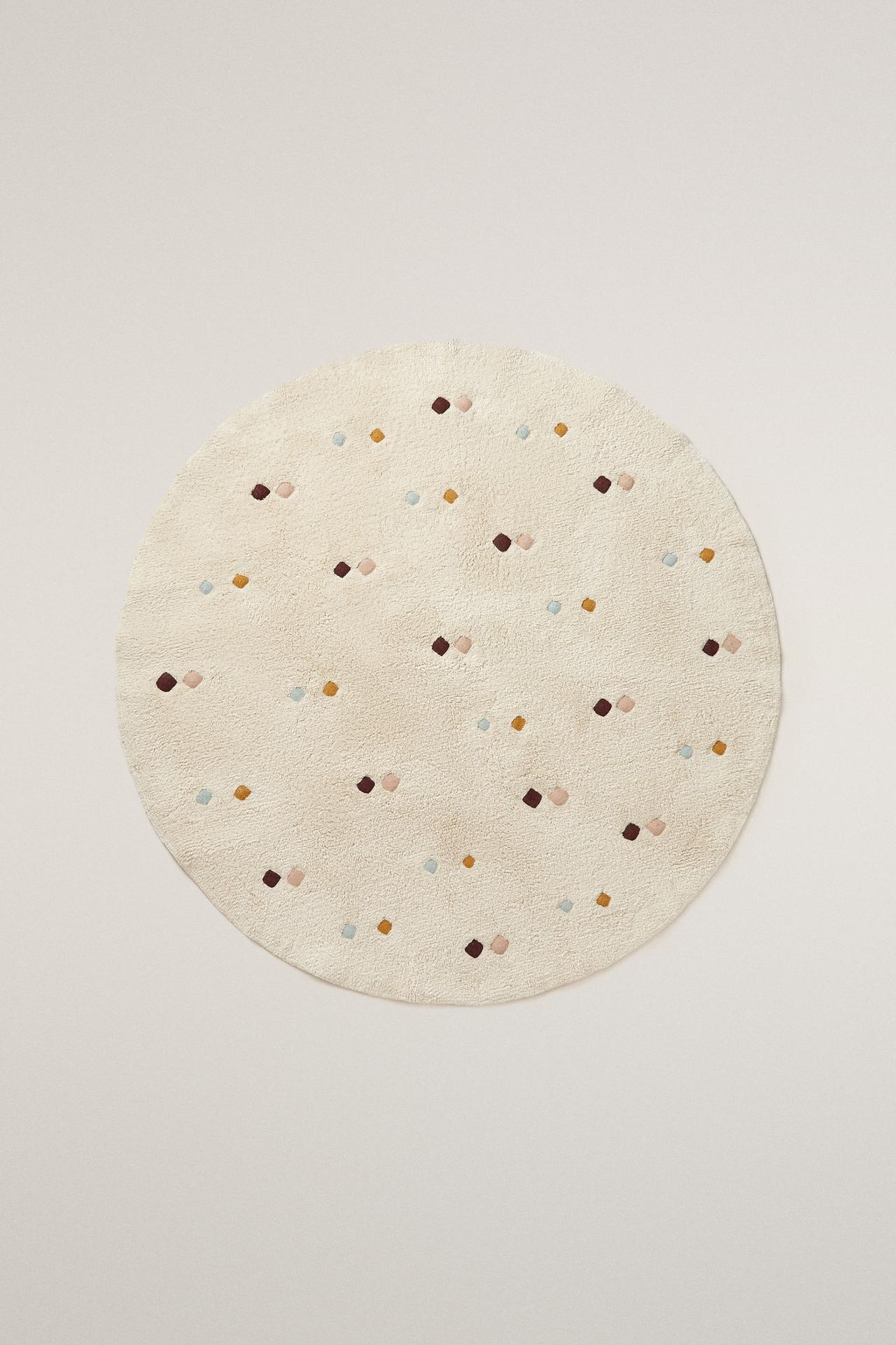 KIDS’ MULTICOLOR EMBROIDERED DIAMOND AREA RUG — Oyster-white