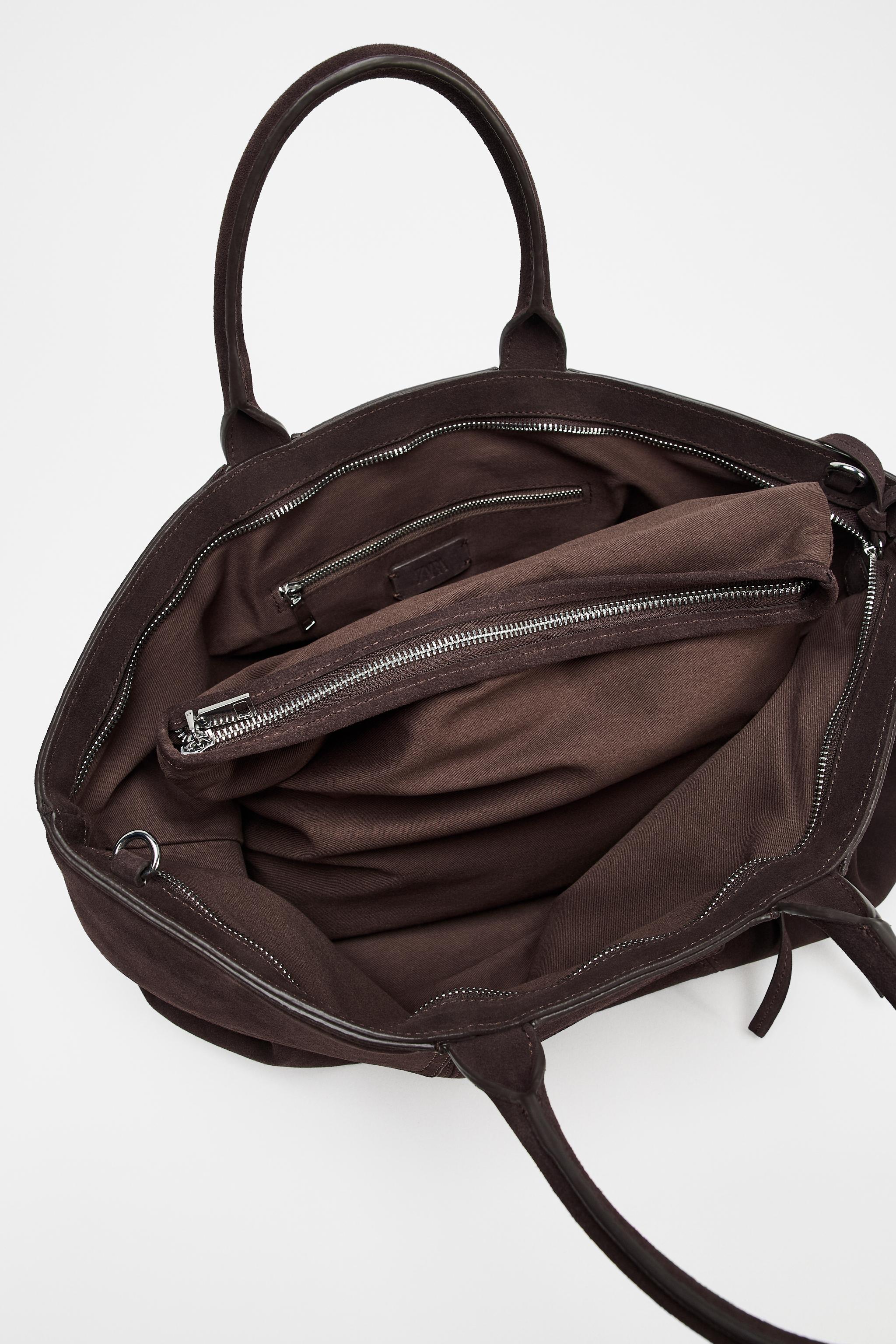 【ZARA】マキシスプリットスエードトートバッグ 6000/510/700 マキシスプリットスエードトートバッグ - ブラウン | ZARA Japan
