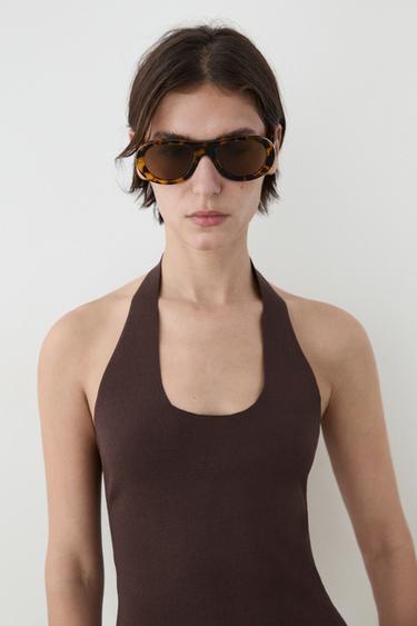 Zara Oval sunglasses - Brown - Image 0