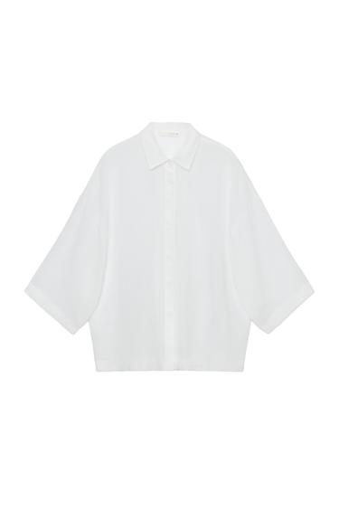 Zara ZW COLLECTION FLOWY OVERSIZED SHIRT - White