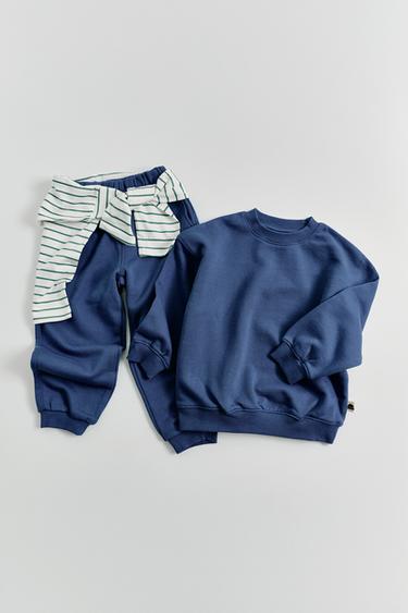 ラベルディテール スウェットシャツ&ジョガーパンツセット濃青Zaraのラベルディテール スウェットシャツ&ジョガーパンツセット - 濃青