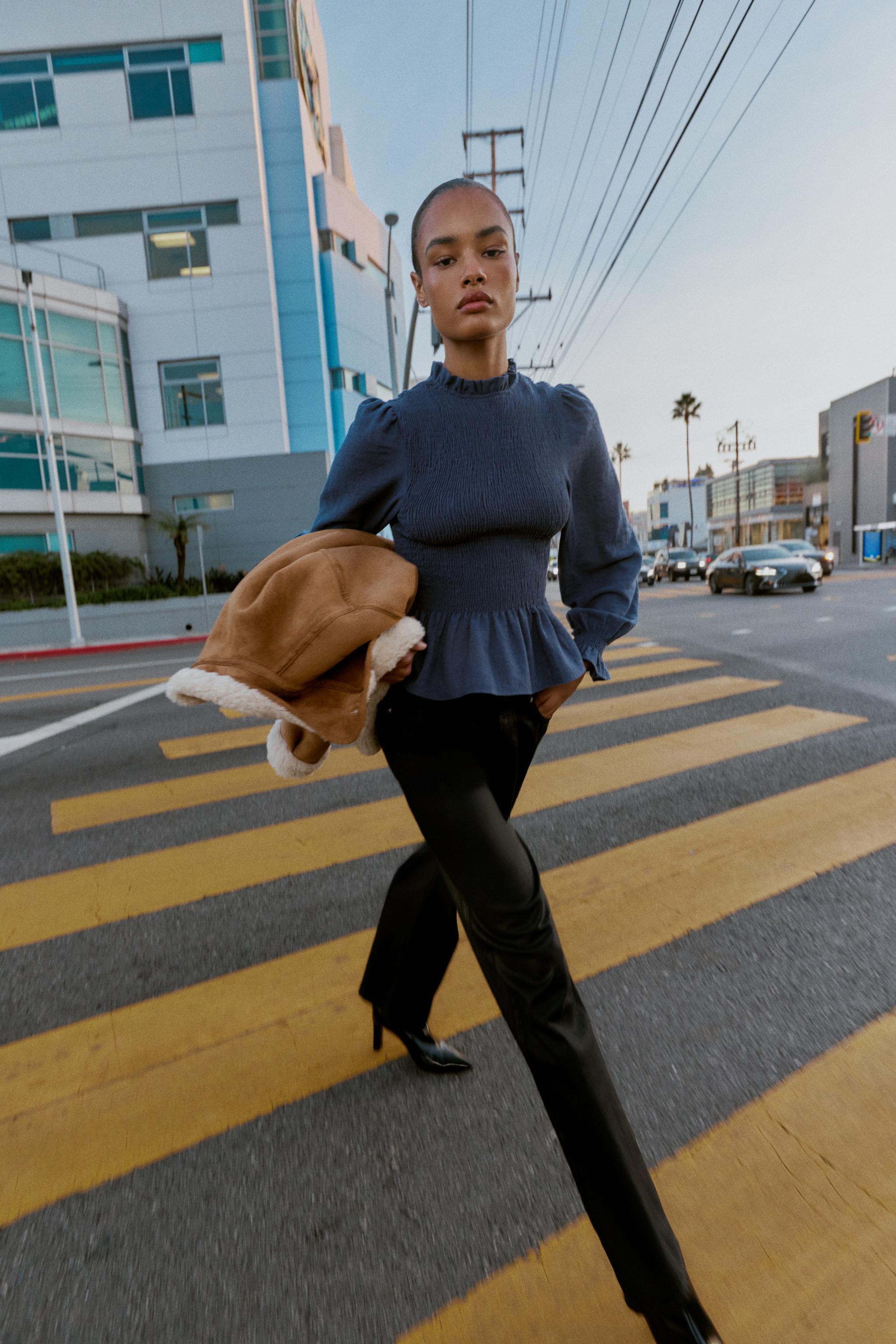 SMOCKED SHIRT - Blue | ZARA United States