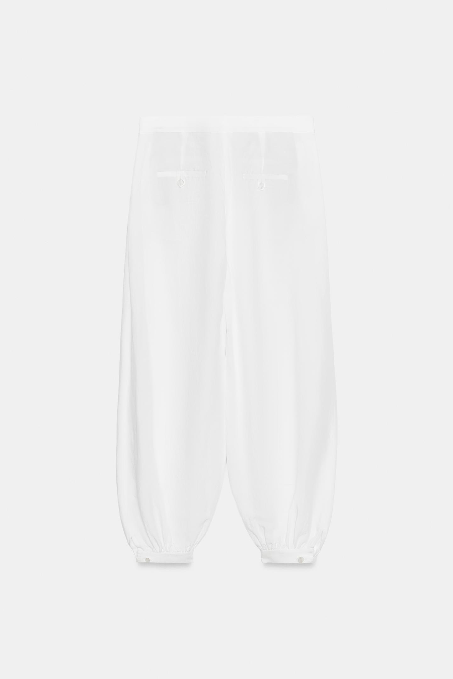Женские брюки Zara ZW Collection Balloon, цвет: Белый — фото 7