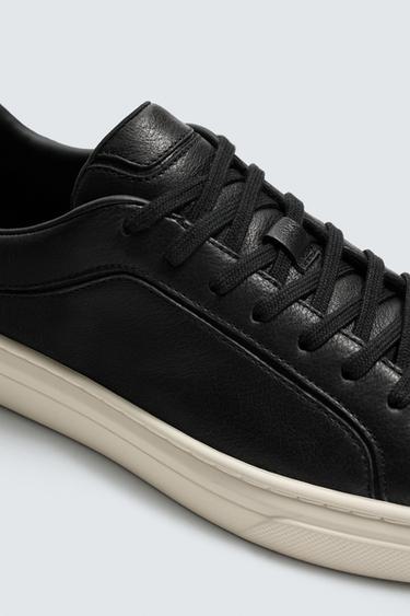 Zara LEATHER SNEAKERS - Black