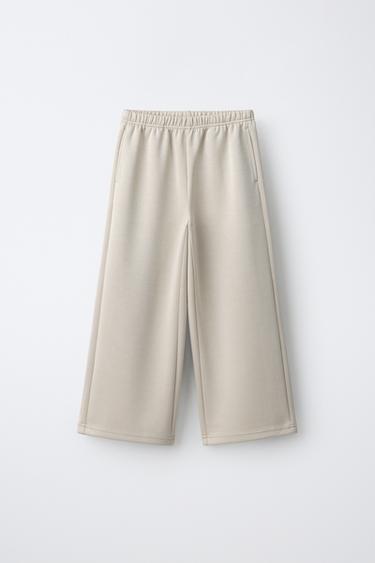 WIDE LEG SPORTY PANTS — Sand 1