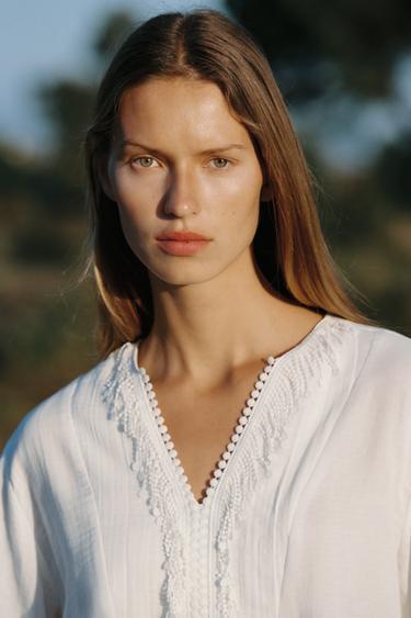 CHEMISE KIMONO COTON - Blanc de Zara - Image 2