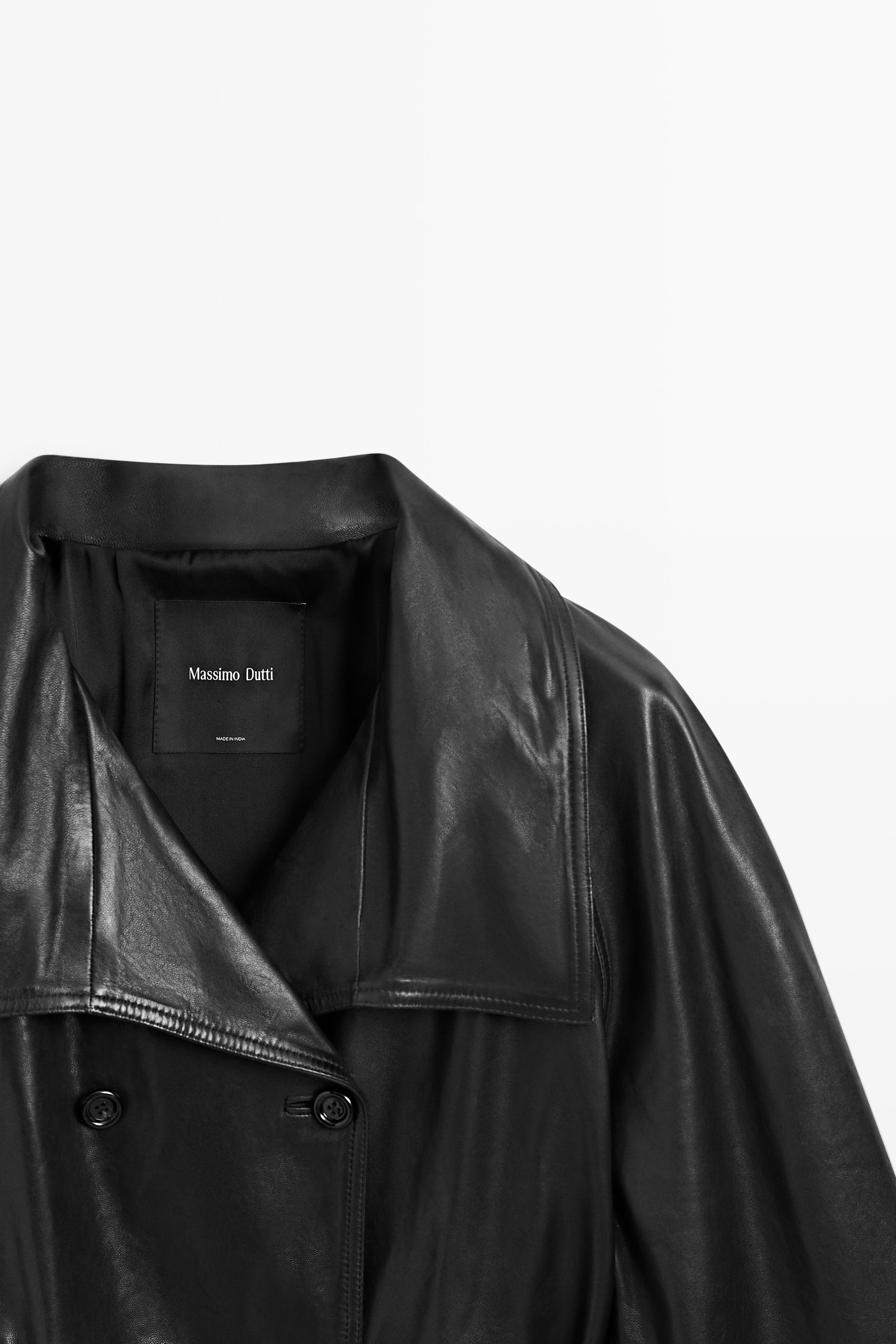 Short leather jacket with belt