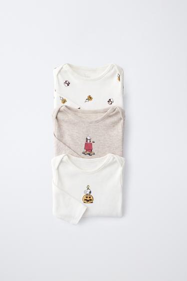 مجموعة ثلاثة بودي بطبعة SNOOPY PEANUTS™ تنكريّة - خَام / بيج الخاص بـ Zara