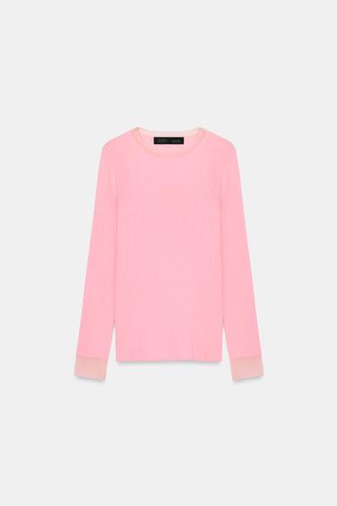 Zaras FINSTICKAD YLLETRÖJA - Urtvättad rosa