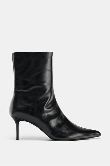 FAUX-PATENT ANKLE BOOTS - Black by Zara