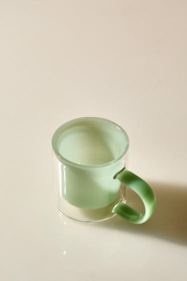 DOUBLE-WALL BOROSILICATE COFFEE CUP - Sea green by Zara