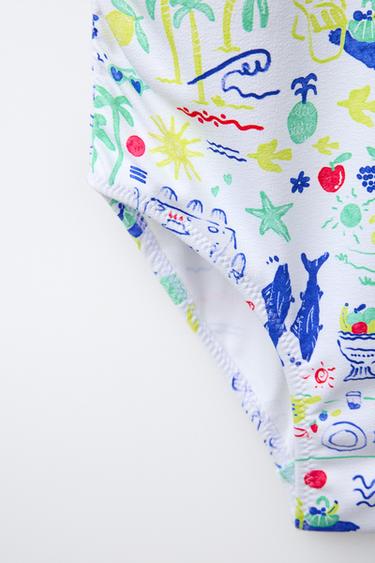 6-14 YEARS/ BEACH PRINT SWIMSUIT - Bluish by Zara - Image 3