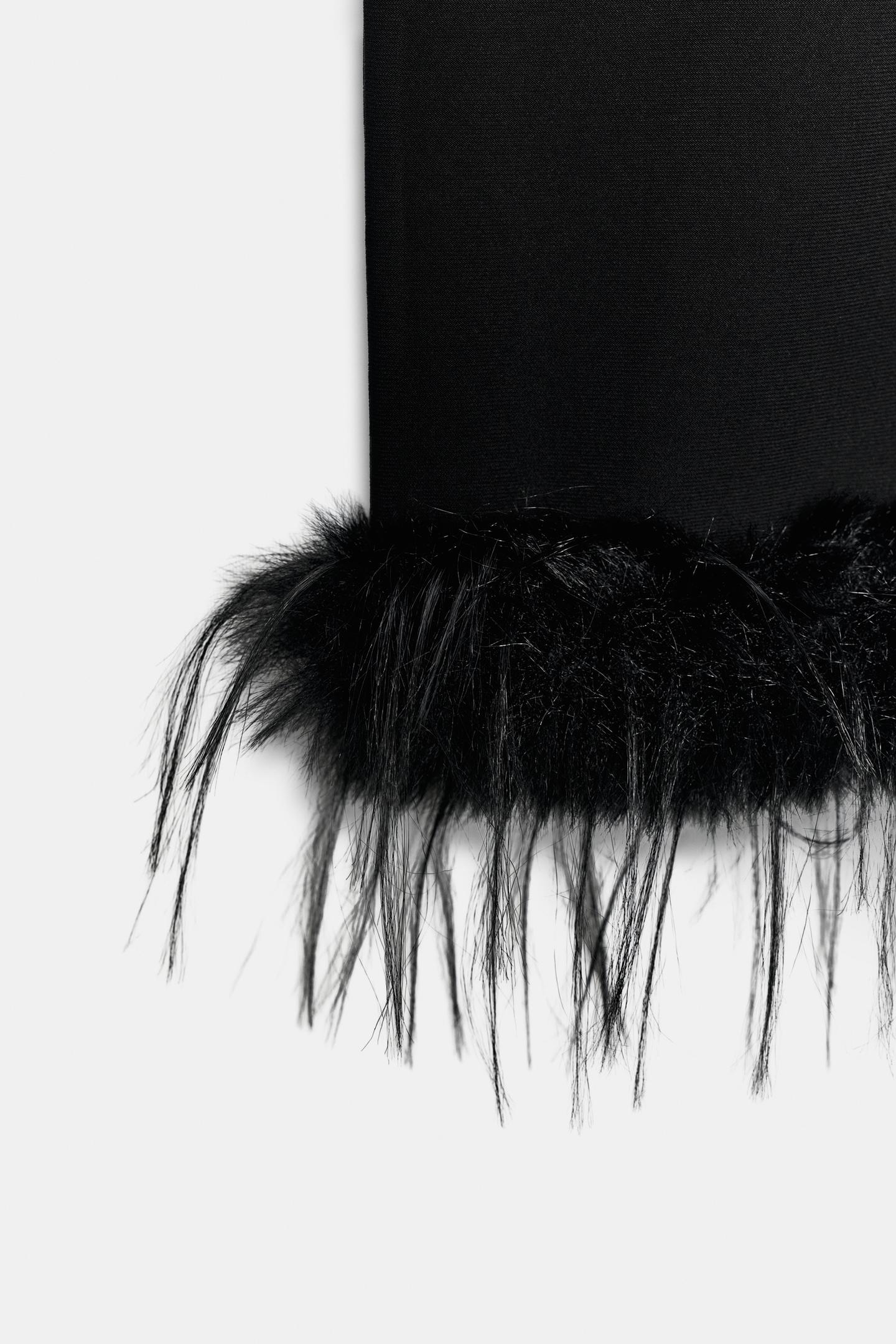 Женские брюки Zara Faux Fur Effect Combined Capri, цвет: Чёрный — фото 9