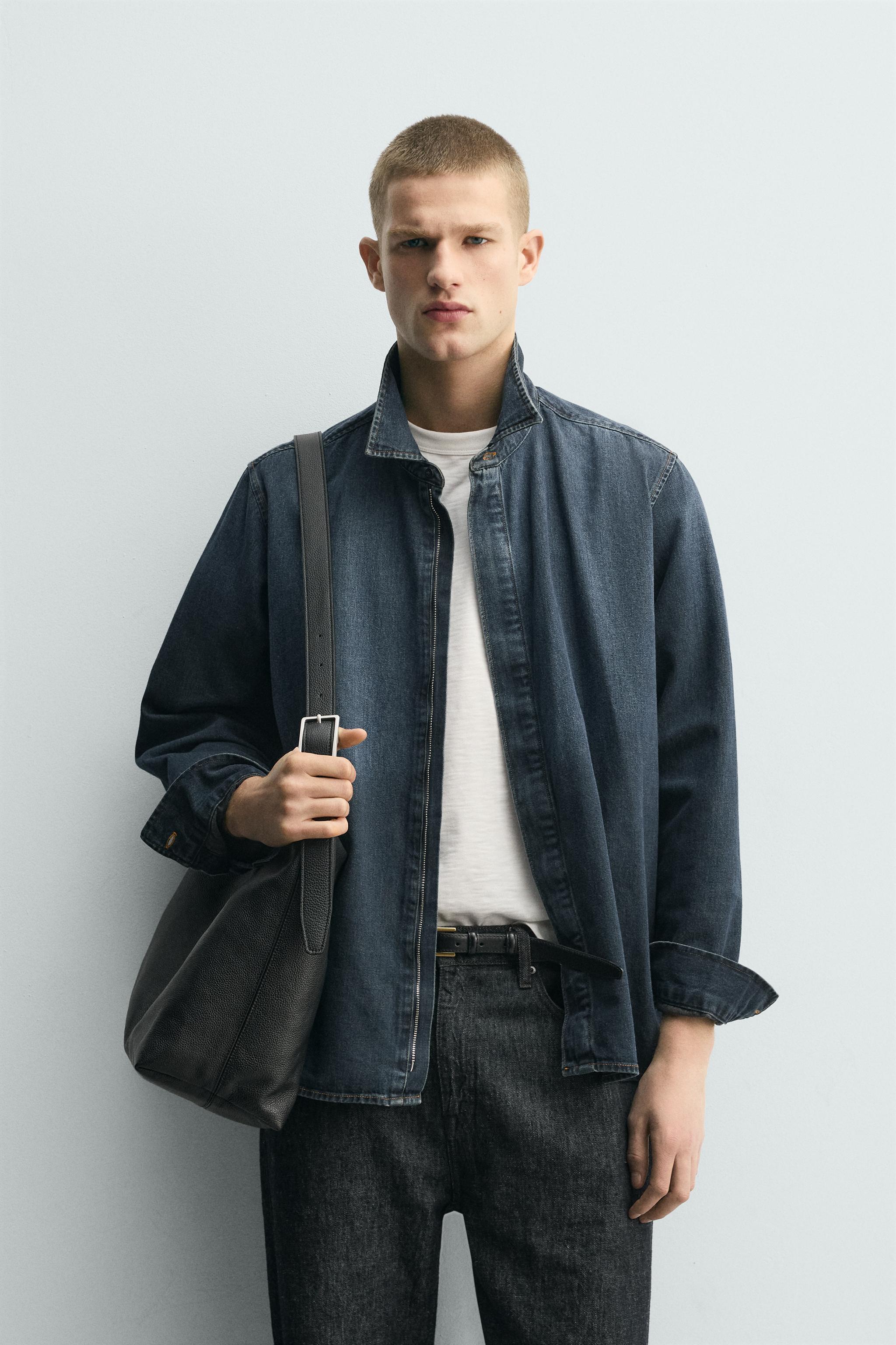 ZIP-UP DENIM SHIRT