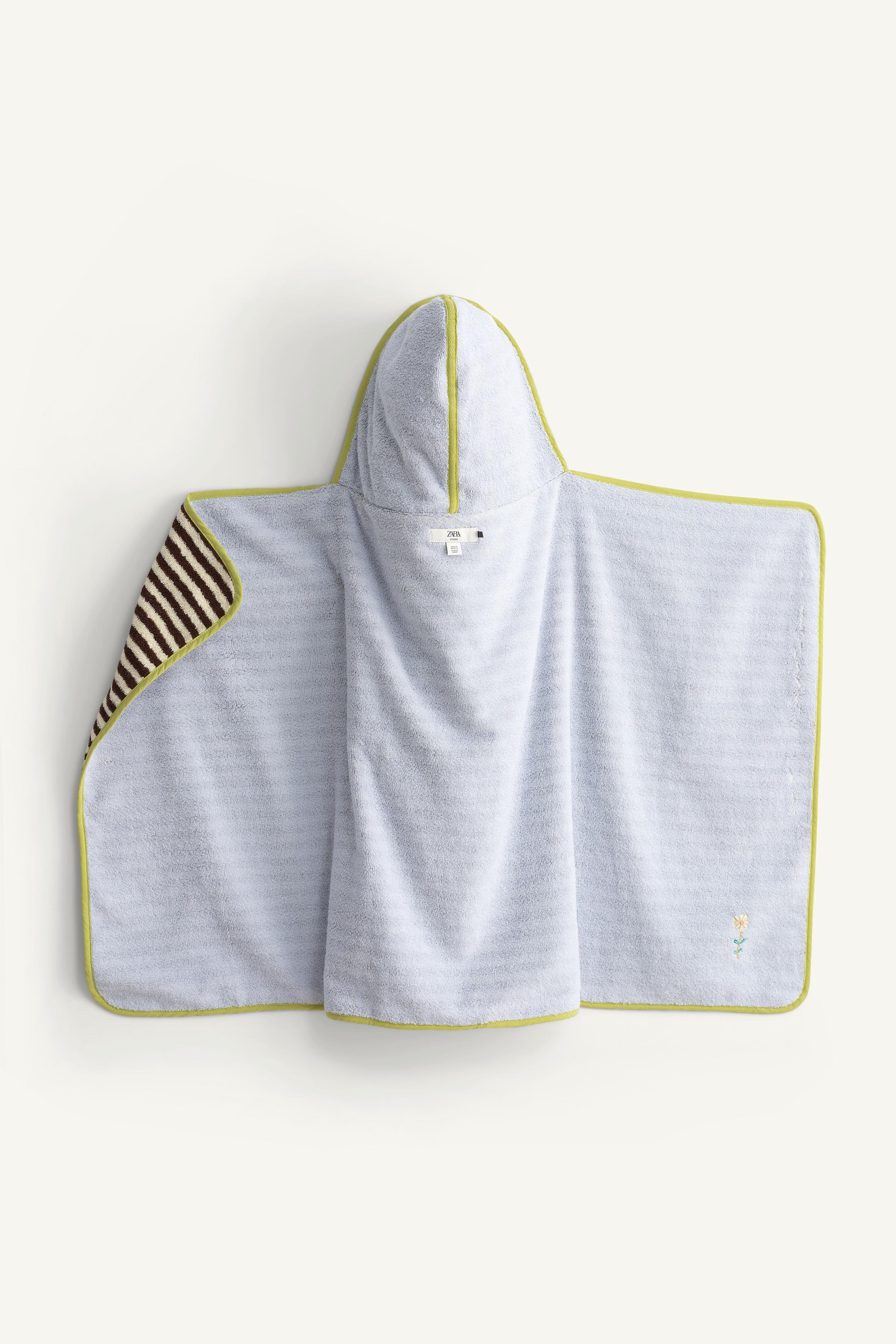 PONCHO SERVIETTE À RAYURES LISERÉS CONTRASTÉS ÉDITION LIMITÉE