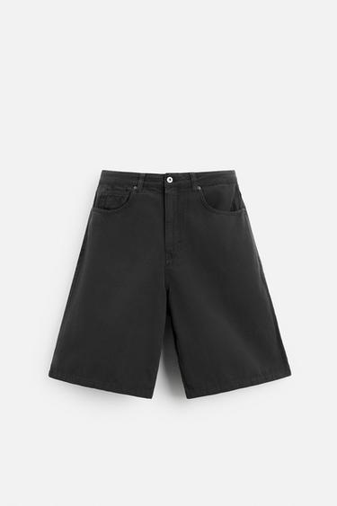 BERMUDA OVERSIZED FIT MIT WASCHUNG - Anthrazit von Zara